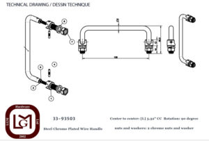 Steel Chrome Plated Wire Handle | LGM Hardware Ltd. 33 93503 Technical Drawing
