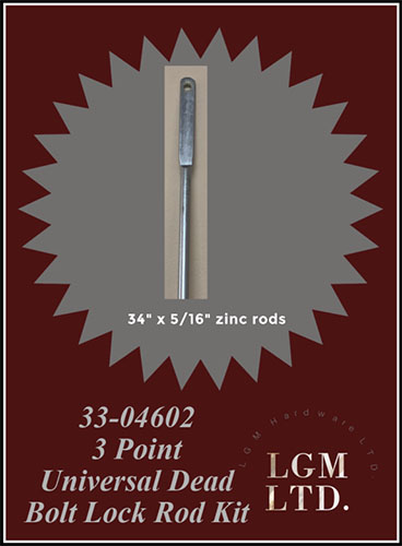 33 04602 3 Point Universal Dead Bolt Lock Rod Kits