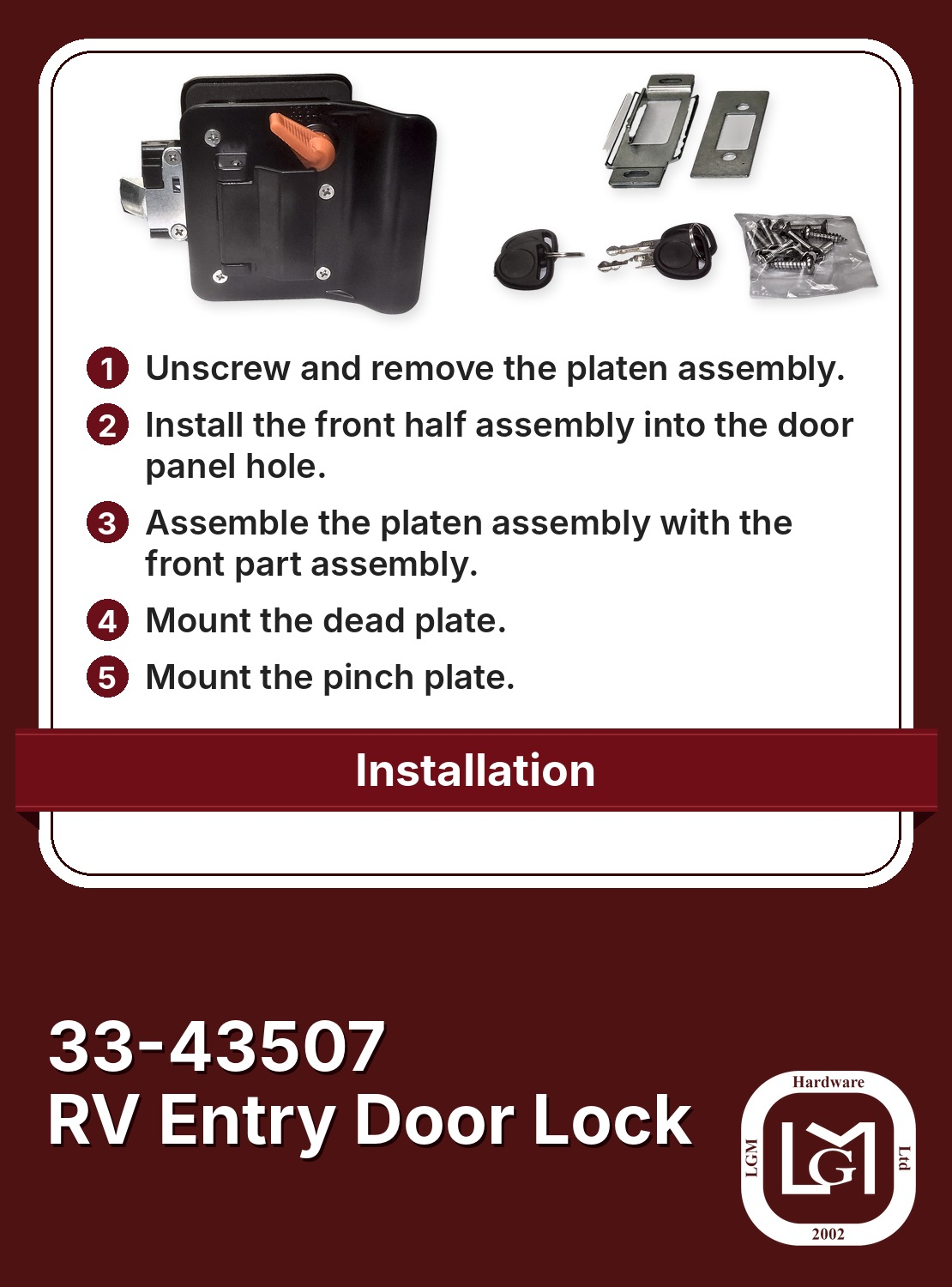 RV Entry Door Lock | LGM Hardware Ltd. 33-43507 Rv Entry Door Lock Installation