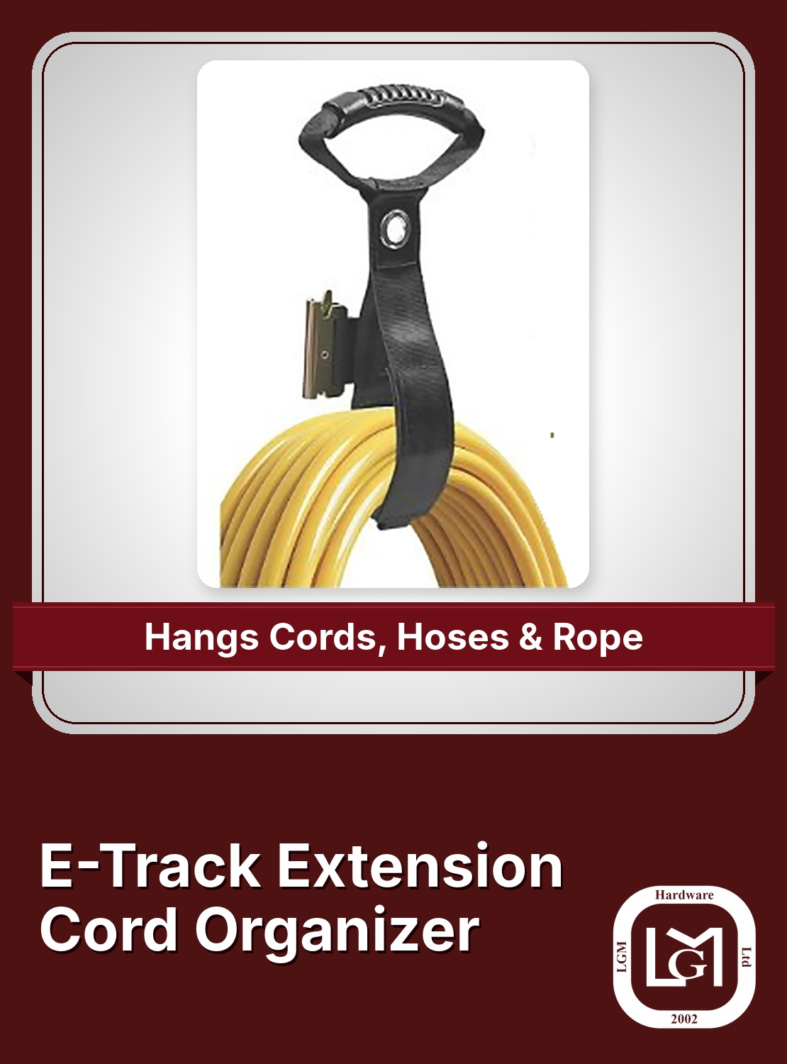 E-Track cord organizer holding an extension cord