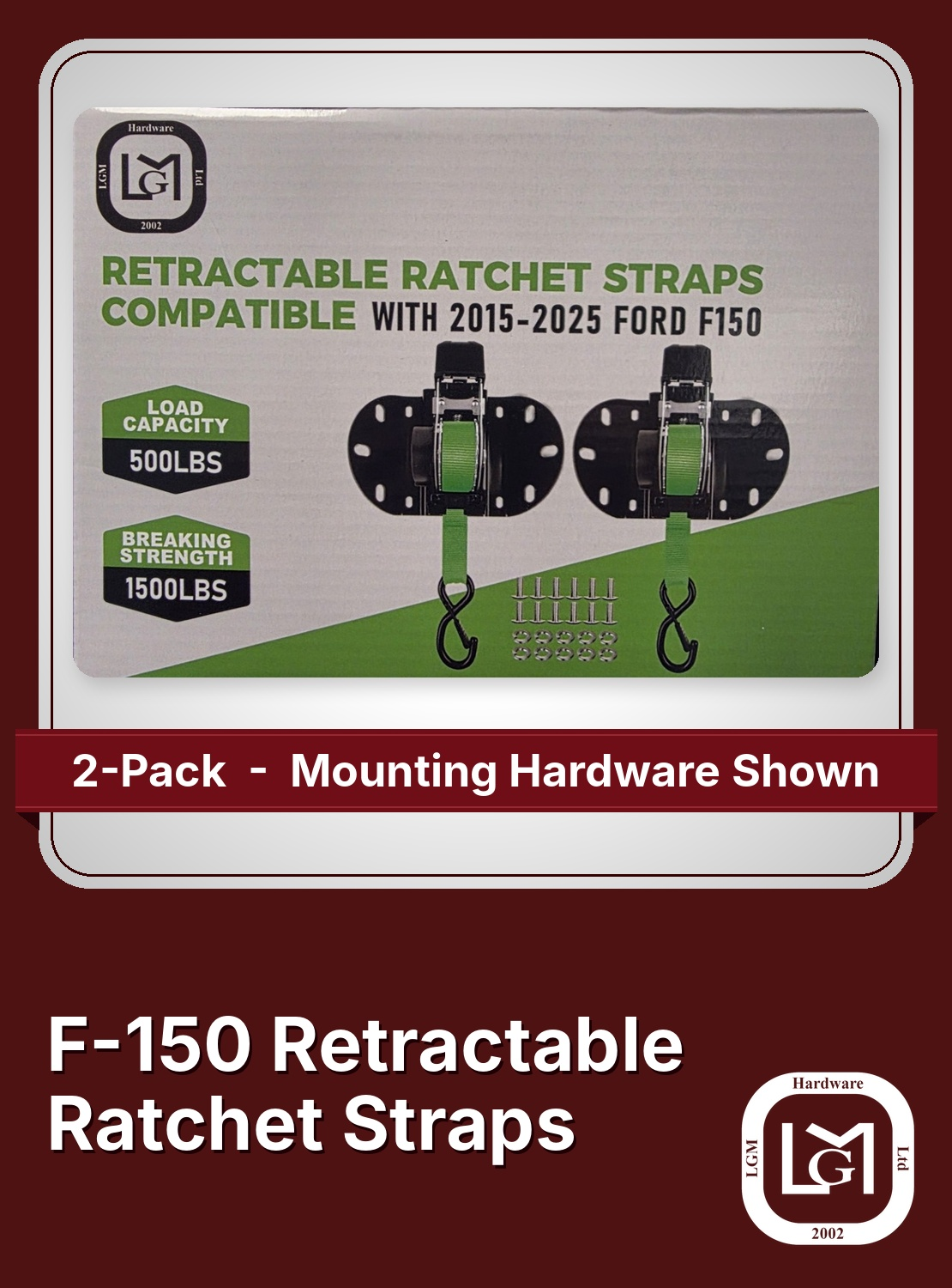 F-150 Retractable Ratchet Straps | Wholesale - Industrial & Transportation Hardware Supplies 38-60000 F-150 Retractable Ratchet Straps 2-Pack