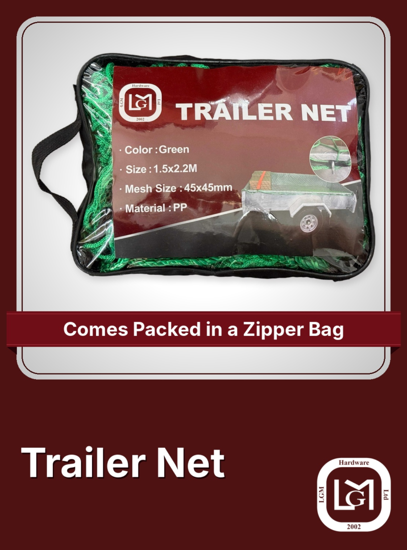 15-40000 Green trailer net, 60 x 86 in, 45 mm mesh & zipper carrying bag